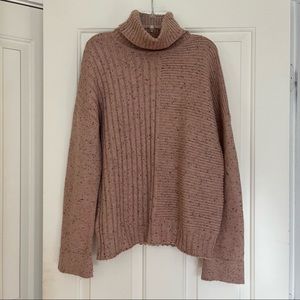 Chelsea & Theodore Dusty Pink Speckled Turtleneck Sweater